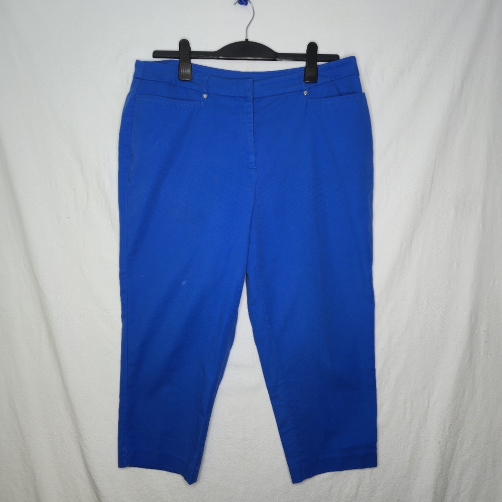 Tan Jay Ladies Crop Pants Capris Bright Blue Size 14
